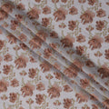 Grey Rust Floral Embroidery Cotton Voile Fabric, All-Over Thread Work Detailing, 110 Cms Width, Made in India-D22587