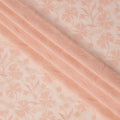 Peach Leaf Motif Embroidery Cotton Voile Fabric, Tone-on-Tone Thread Work Design, 110 Cms Width, Made in India-D22589