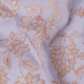 قماش فوال قطني مطرز بزهرة اللافندر، بتفاصيل خيط الخوخ، عرض 110 سم، صنع في الهند - D22593