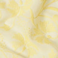 Lemon Yellow Leaf Motif Embroidery Cotton Voile Fabric, Tone-on-Tone Thread Work Design, 110 Cms Width, Made in India-D22595