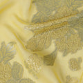 قماش شيفون حريري بتصميم زهور معدنية بلون أصفر ليموني، عرض 110 سم، صنع في كوريا الجنوبية - D22627
