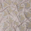 Beige Floral Metallic Lurex Design Silk Chiffon Fabric, 110 Cms Width, Made in South Korea-D22632