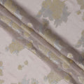 Beige Floral Metallic Lurex Design Silk Chiffon Fabric, 110 Cms Width, Made in South Korea-D22632