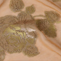 Salmon Peach Floral Metallic Lurex Rose Design Silk Chiffon Fabric, 110 Cms Width, Made in South Korea-D22633