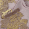 Dusty Lavender Floral Metallic Lurex Rose Design Silk Chiffon Fabric, 110 Cms Width, Made in South Korea-D22636