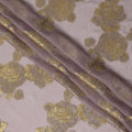 Dusty Lavender Floral Metallic Lurex Rose Design Silk Chiffon Fabric, 110 Cms Width, Made in South Korea-D22636
