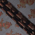 قماش شيفون حريري أسود مزخرف بنقشة زهور معدنية، عرض 110 سم، صنع في كوريا الجنوبية - D22637