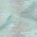 Aqua Green Iridescent Linear Metallic Lurex Design Silk Chiffon Fabric, 110 Cms Width, Made in South Korea-D22639