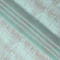 Aqua Green Iridescent Linear Metallic Lurex Design Silk Chiffon Fabric, 110 Cms Width, Made in South Korea-D22639