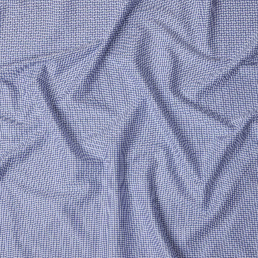 Light Blue and White Micro Houndstooth Cotton Blend Shirting Fabric, Width 140 Cms, Made in Japan-D22779