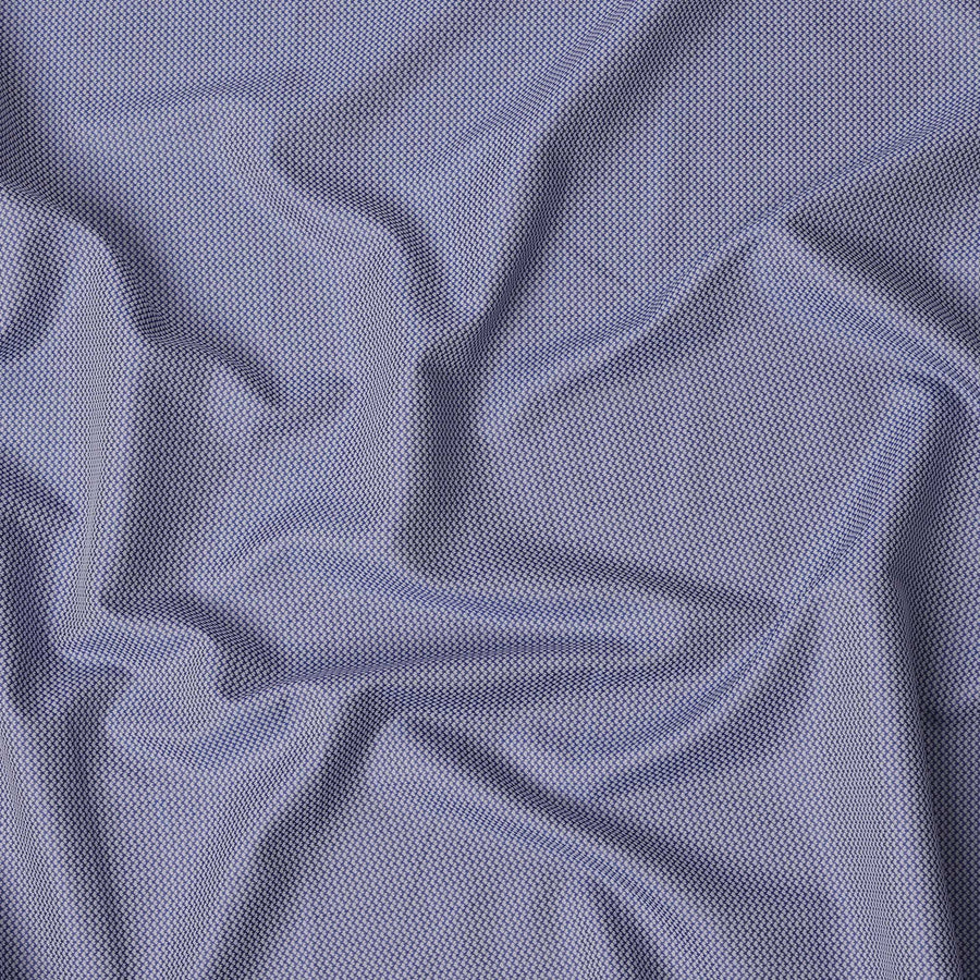 قماش قميص من مزيج القطن بأشكال هندسية دقيقة باللونين الأزرق الداكن والأبيض، عرض 140 سم، صنع في اليابان - D22782