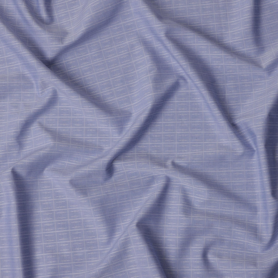 قماش قمصان من مزيج القطن الجاكار بلون أزرق فاتح، عرض 140 سم، صنع في اليابان - D22785