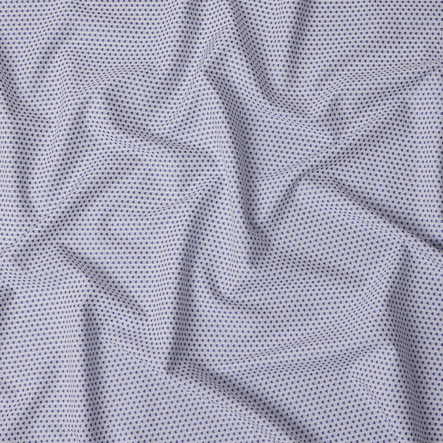 قماش قميص من مزيج القطن، أبيض مع أزرق داكن، مطبوع عليه قلب، عرض 140 سم، صنع في اليابان - D22788