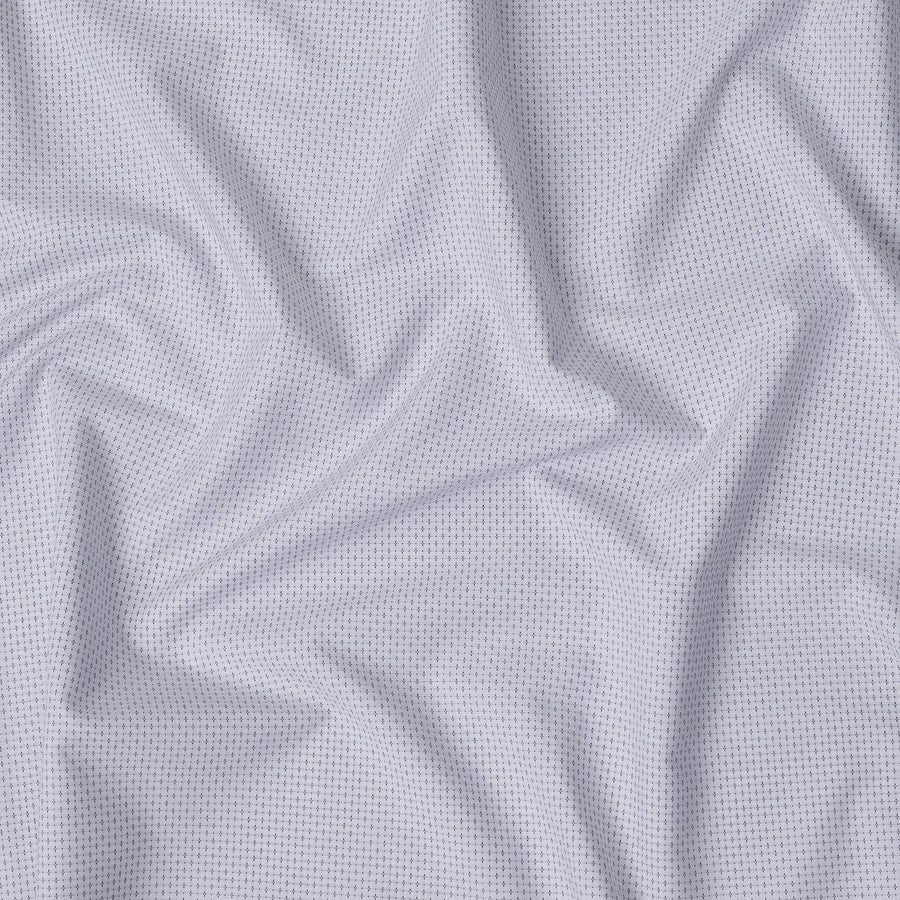 قماش قميص من مزيج القطن باللون الأبيض مع شبكة هندسية زرقاء داكنة، عرض 140 سم، صنع في اليابان - D22790