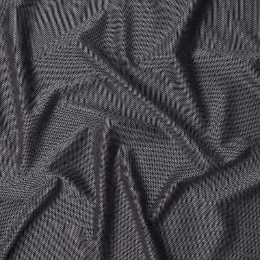Charcoal Black Micro Diamond Weave Cotton Blend Shirting Fabric, Width 140 Cms, Made in Japan-D22794