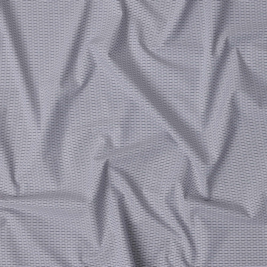 Grey and White Horizontal Stripe Cotton Blend Shirting Fabric, Width 140 Cms, Made in Japan-D22795