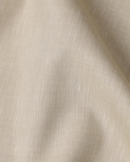 قماش كتان خالص سادة بلون بيج، بدون طباعة أو تصميم، عرض 150 سم، صنع في الهند - D22894