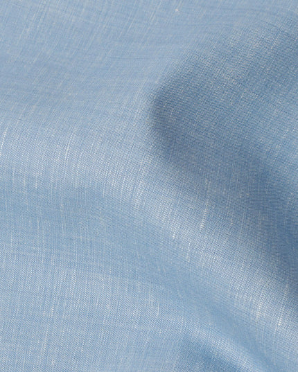 Sky Blue Plain Pure Linen Fabric, No Print or Design, 150 cm Width, Made in India-D22897