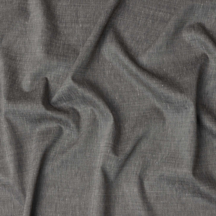 Charcoal Grey Plain Pure Linen Fabric, No Print or Design, 150 cm Width, Made in India-D22898