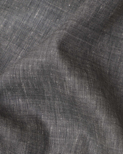 Charcoal Grey Plain Pure Linen Fabric, No Print or Design, 150 cm Width, Made in India-D22898