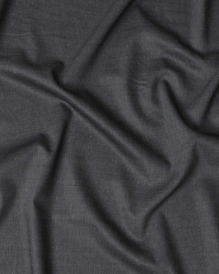 Graphite Black Plain Pure Linen Fabric, No Print or Design, 150 cm Width, Made in India-D22900