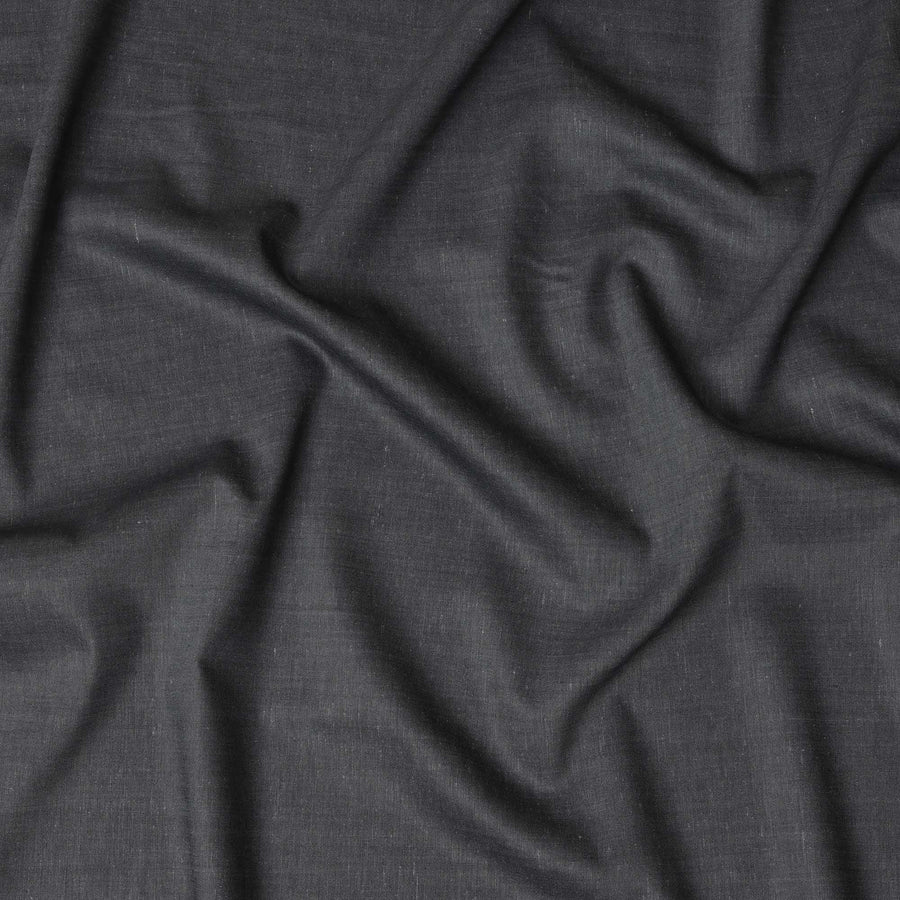 Graphite Black Plain Pure Linen Fabric, No Print or Design, 150 cm Width, Made in India-D22900