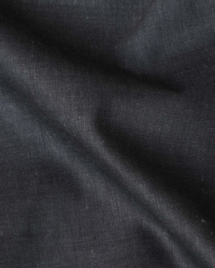 Graphite Black Plain Pure Linen Fabric, No Print or Design, 150 cm Width, Made in India-D22900
