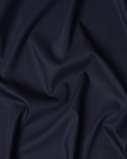 قماش كتان نقي سادة بلون أزرق داكن، بدون طباعة أو تصميم، عرض 150 سم، صنع في الهند - D22901