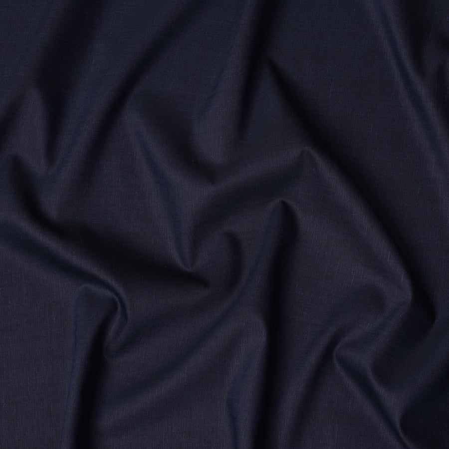 قماش كتان نقي سادة بلون أزرق داكن، بدون طباعة أو تصميم، عرض 150 سم، صنع في الهند - D22901