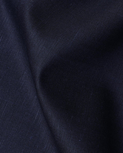 قماش كتان نقي سادة بلون أزرق داكن، بدون طباعة أو تصميم، عرض 150 سم، صنع في الهند - D22901