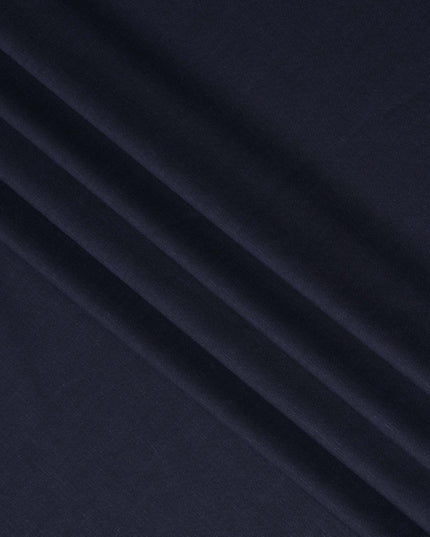 قماش كتان نقي سادة بلون أزرق داكن، بدون طباعة أو تصميم، عرض 150 سم، صنع في الهند - D22901