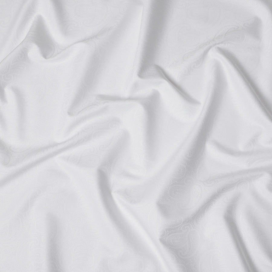 White Paisley Jacquard 100% Swiss Cotton Shirting Fabric, 150 cm Width, Made in Switzerland-D22904