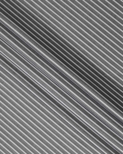 قماش قميص قطني سويسري 100% مطبوع عليه خطوط عمودية رمادية فحمية، عرض 150 سم، صنع في سويسرا - D22905