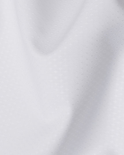 White Diamond Dobby Weave 100% Swiss Cotton Shirting Fabric, 150 cm Width, Made in Switzerland-D22907