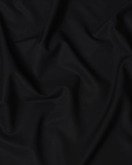 Jet Black Solid Plain Weave 100% Swiss Cotton Shirting Fabric, 150 cm Width, Made in Switzerland-D22910