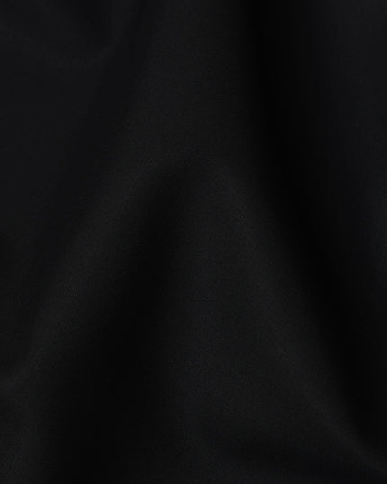 Jet Black Solid Plain Weave 100% Swiss Cotton Shirting Fabric, 150 cm Width, Made in Switzerland-D22910