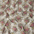 Ivory Base Multicolor Floral Digital Print Viscose Fabric, 110 cm Width, Made in India-D22917