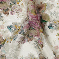 Ivory Base Multicolor Floral Digital Print Viscose Fabric, 110 cm Width, Made in India-D22917