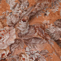 Rust Orange Vintage Floral Digital Print Viscose Fabric, 110 cm Width, Made in India-D22918