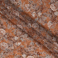 Rust Orange Vintage Floral Digital Print Viscose Fabric, 110 cm Width, Made in India-D22918
