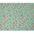 Turquoise Green Floral Digital Print Viscose Fabric, 110 cm Width, Made in India-D22920