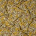 Golden Yellow Artistic Floral Digital Print Viscose Fabric, 110 cm Width, Made in India-D22922