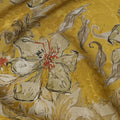 Golden Yellow Artistic Floral Digital Print Viscose Fabric, 110 cm Width, Made in India-D22922
