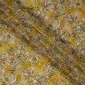Golden Yellow Artistic Floral Digital Print Viscose Fabric, 110 cm Width, Made in India-D22922