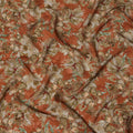 Burnt Orange Artistic Floral Digital Print Viscose Fabric, 110 cm Width, Made in India-D22923