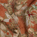Burnt Orange Artistic Floral Digital Print Viscose Fabric, 110 cm Width, Made in India-D22923