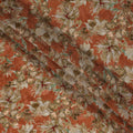 Burnt Orange Artistic Floral Digital Print Viscose Fabric, 110 cm Width, Made in India-D22923