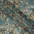 Dusty Teal Abstract Brushstroke Digital Print Viscose Fabric, 110 cm Width, Made in India-D22925