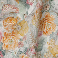 قماش فيسكوز بطبعة رقمية زهرية بلون الخوخ والخردل والوردي، عرض 110 سم، صنع في الهند - D22927