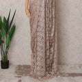 Rose Gold Premium French Metallic Chantilly Lace Saree Fabric with Stone Work – 5.5 Meters Length & 110 Cms Width – Imported from France-D22934